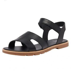 Sorel Ella III Ankle Strap Sandals Flats Black